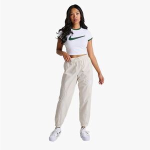 Nike Nylon Jogger Pant in Beige with White Logo- Size S